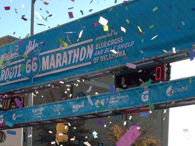 Sign of a Route 66 Marathon.