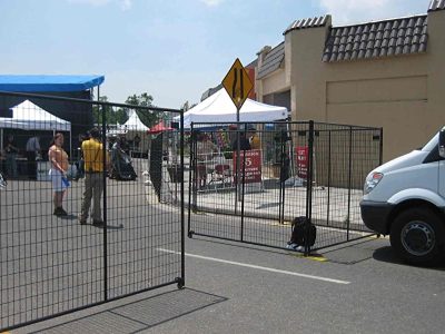 Perimeter patrol fencing set up outside.