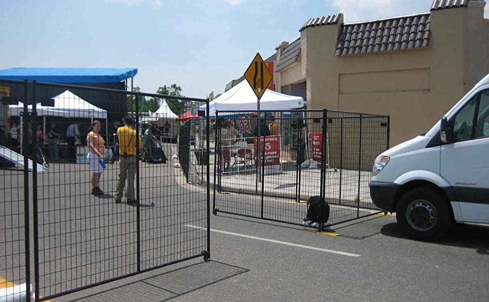 Perimeter patrol fencing set up outside.