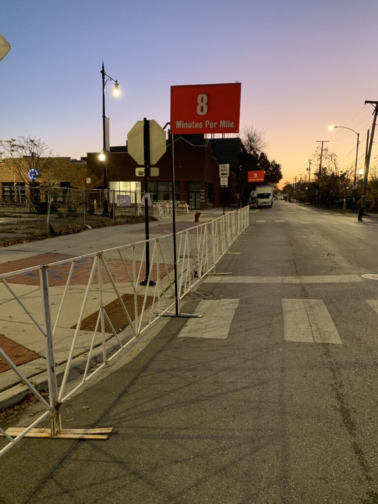 L-Pole sign holder set up outside.