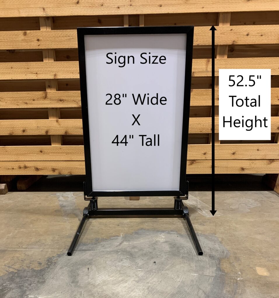 Windmaster sign with dimensions of 28" wide and 44" tall with a total height of 52.5".